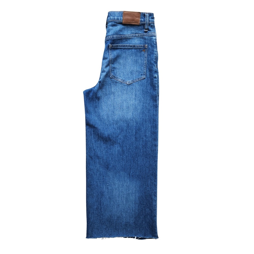 Madewell Jeans Women's 27 Fits 28x22 Blue Wide Leg Crop Raw Hem Faded Summer - Picture 4 of 14